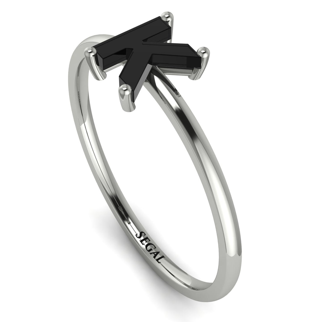 K Letter - Initial White Gold Diamond Ring
